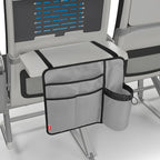 Airplane Seat Back Organizer & Storage, Airplane Tray Table Cover for Personal Items, Airline Seat Hanging Pockets Media Pouch,Reusable Travel Essentials,Fits Tablets,Cell Phone,Water Bottle (Grey)