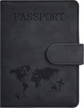Passport Holder, Passport Cover with Credit Card Slot and Boarding Pass Slot Combo, Passport Wallet Case Book Travel Must Have, RFID Blocking Leather Travel Accessories, Black