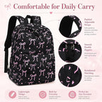 LOIDOU Backpack for Girls School Backpacks Bookbags for Elementary Middle School Women Laptop Backpacks (Bow tie Black, L-17)