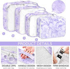 8 Set Packing Cubes for Travel, Luggage Packing Organizers Accessories Large Toiletries Bag for Clothes Shoes Cosmetics (8Set-Purple Marble)