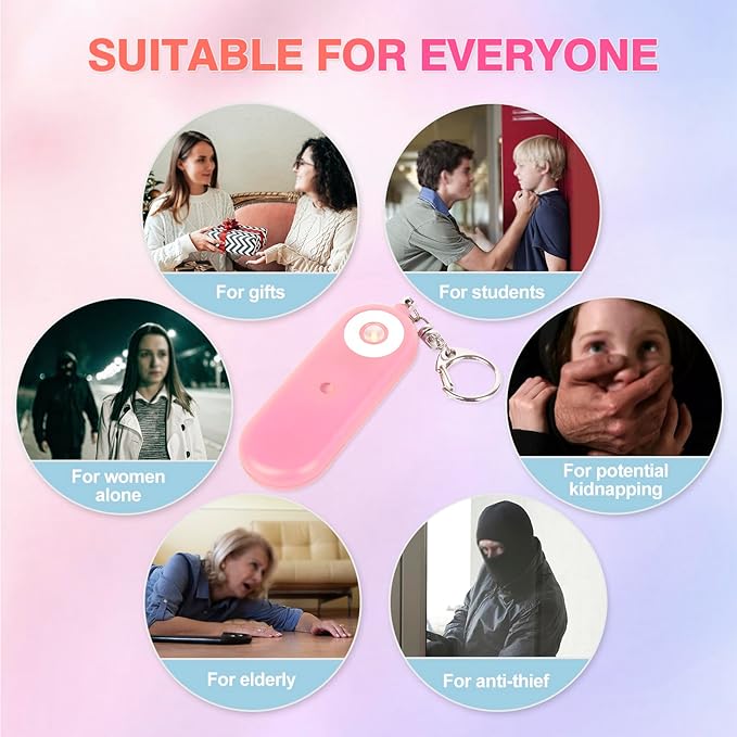 MtMinn Personal Safety Alarm for Women - 130dB Self Defense Keychains Siren Whistle, Replaceable Battery with SOS LED Strobe Light - Emergency Security Safe Protection Devices for Kids Elderly