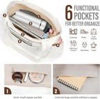 Corduroy Tote Bag for Women,Large Capacity Cute Tote Bags With 6 Pockets,Crossbody Shoulder Handbag for Work Travel Gym