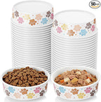 50 Pack Disposable Dog Bowls, 16 oz Paper Pet Bowls for Cats & Dogs, Disposable Cat Food Bowls for Dry Wet Food & Water, Travel Feeding Bowls for Small Medium Pets