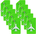 10 Pack Silicone Luggage Tag for Suitcases with Stainless Loop, TSA Approved, Privacy Protection Travel Essentials Bag Tags by Gostwo, Green