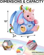 Naturally KIDS【Upgraded Toddler Backpack w Removable Pink Unicorn Toy for Girls Age 2-6 | Side & Inner Pockets, Reflective Logo, Name Tag | Cute Christmas & Birthday Gifts