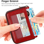 FurArt Zipper Wallet Women, RFID Blocking Credit Card Wallet, Business Card Holder, Compact Size KeyChain Wallet