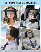 Travel Pillows for Airplanes, Airplane Head Strap with Eye Mask for Long Flight Sleeping Travel, 360° Support Neck Pillow for Plane Car Road Trips Seat Sleep, No Head Waving (White)