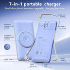 Magnetic 10000mAh Portable Charger for iWatch & iPhone, PD Fast Charging Wireless Power Bank Built-in Cables and Wall Plug, External Travel Battery Pack Compatible with iOS Android Phones