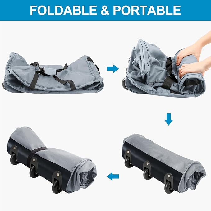 Finnhomy 120L Foldable Rolling Duffel Bag with 3 Wheels, Light Weight Travel Duffel bag with Large Loading Capacity, 32'' Rolling Duffel bag with Shoulder Strap