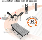 Fragess Portable Camping Cot, Sleeping Cots for Adults, 28" Extra Wide Folding Cot Max Load 600LBS with Thick Mattress, Portable Camping Bed for Outdoor Camp/Office, Home Nap (Black+Grey)