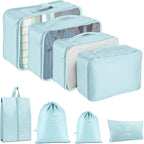 Packing Cubes for Travel - 8 Set Luggage Organizer Bags for Family, Mesh Breathable Travel Essentials Bags Set Durable Travel Packing Cubes for Suitcases