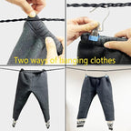 Universal Tri-Braided Cord Drying Clothesline, Retractable Portable Clothesline for Travelling or Camping. Laundry Drying Clothesline with Non-Slip Hook Clips for Indoor and Outdoor use