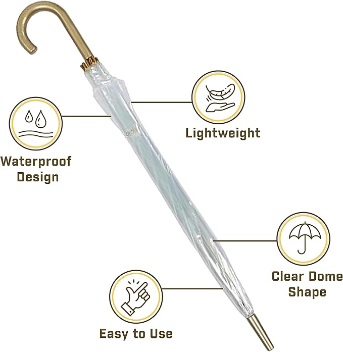 Capelli New York Adult Umbrella, Clear Umbrella for Rainy Days, Travel Essentials, Must-Have College Dorm Essentials