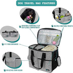 PetAmi Dog Travel Bag, Travel Pet Bag Organizer, Dog Food Travel Bag with Container Collapsible Bowls, Pet Travel Supplies Gift Accessories Weekend Camping, Puppy Cat Diaper Bag, Stripe Black Large