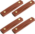 uxcell 4Pcs Handbag Handle Wrap Covers, PU Leather Luggage Grip Protector for Suitcases, Shopping Bag (13x10cm, Dark Brown)