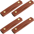 uxcell 4Pcs Handbag Handle Wrap Covers, PU Leather Luggage Grip Protector for Suitcases, Shopping Bag (13x10cm, Dark Brown)