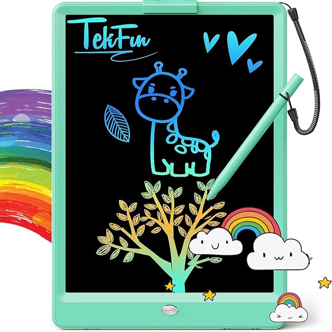 TEKFUN LCD Writing Tablet for Kids, 10-inch Coloring Drawing Pad, Mess Free Doodle Board, Airplane Travel Toys for Boys and Toddlers, Gifts for 3 4 5 6 7 8 Year Old Girls(Green)