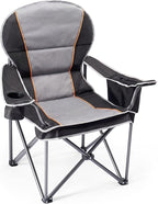 NEWBULIG Oversized Folding Camping Chair for Adults, Portable Outdoor Collapsible Chairs, 500 LBS Heavy Duty Support, with Cup Holders, for Lawn, Fishing, Hiking, Black