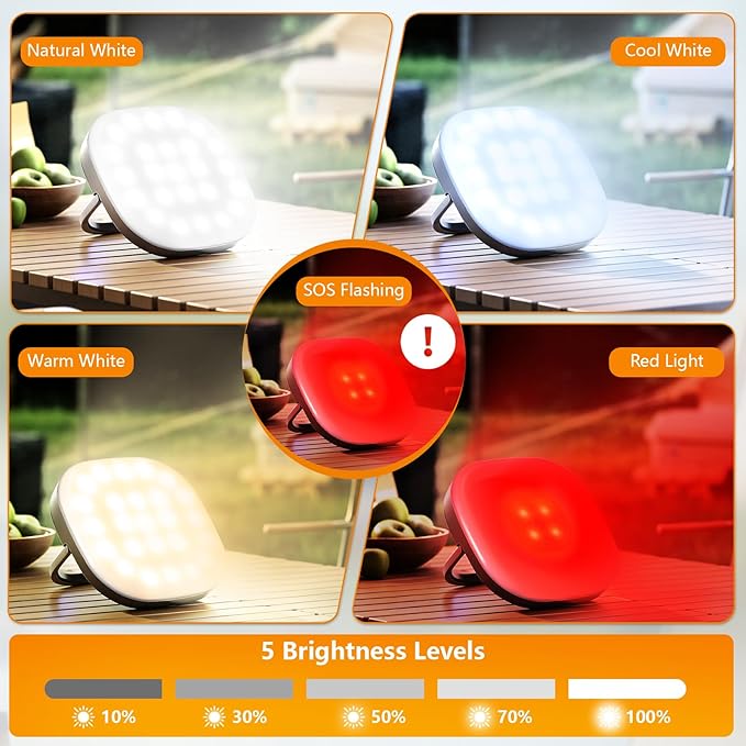 Solar Camping Lights, Solar Camping Lantern Rechargeable 5000mAh LED 5 Light Modes IP65 Waterproof with USB Charging – Lanterns for Power outages Hurricane, Hiking, Fish, Emergency, and Home