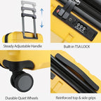 KROSER Hardside Expandable Carry On Luggage with Spinner Wheels & Built-in TSA Lock, Durable Suitcase Rolling Luggage with USB Port, Carry-On 20-Inch Yellow