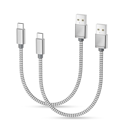 Basesailor for iPhone 17 16 Pro Max Charger Cord,USB to USB C Cable,Type C Charging Power Cord for Apple 17e 15 iPad 10 Air 4 5,Samsung Galaxy S26 S25 S24 S23,Silver,2Pack 1FT(0.3M)