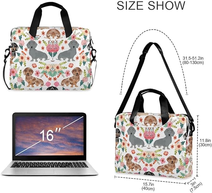 Dachshund Print Laptop Case 15.6 inch Computer Bag Waterproof Laptop Briefcase Laptop Bag for Women & Men