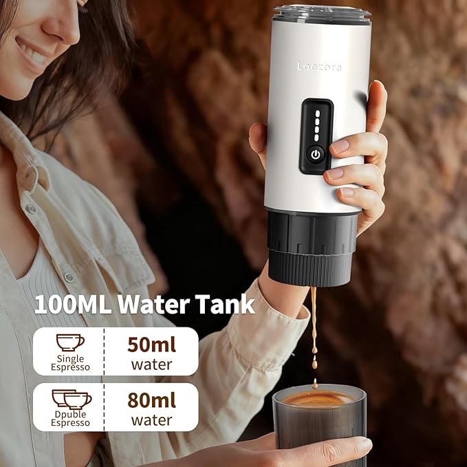 Portable Espresso Maker, 20Bar Rechargeable Wireless Stainless Steel, 3-in-1 for Nespresso & Ground Coffee, Self-Heating Travel Coffee Machine for Camping Office (White)