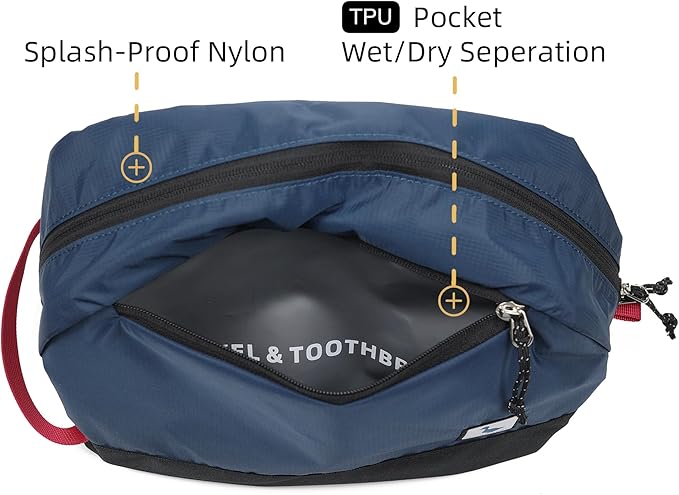 Travel Toiletry Bag 8L, Large Packing Cube with Waterproof TPU Wet/Dry Compartment