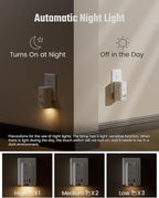 Rotating Wall Outlet Extender with Night Light, SUPERDANY 3 AC Outlet Adapter with 3 USB Ports, 20W USB-C Fast Charging, Automatic Light ON/OFF Dimmable, 4-Sided Outlet Splitter for Home Office Travel