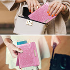 Passport Holder Cover,Traveling Passport Case Cute Passport Wallet for Women,Peach Glitter