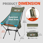 Overmont Portable High-Back Camping Chair - 440LBS Support Oversized Lightweight Folding Backpacking Chair for Adults - Compact with Detachable Pillow for Outdoor Travel Hiking Beach Fishing