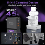 USB C Fast Wall Charger Block, 2Pack 60W USBC Charging Cubes, 5-Port PD+QC Power Adapter Multiport Brick Type C Box Plug for Phone 16/15/14/13/12/11/Pro Max/Plus, Pad Mini/Pro/S25/S24-Black