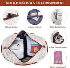 Duffle Bag for Travel, Weekender Bag with Shoe Compartment, Carry On Overnight Bag for Women with Toiletry Bag, Gym Bag with Wet Pocket, Hospital Bags for Labor and Delivery Beige