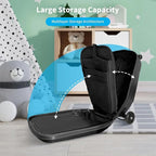 TABU 21" 3-D Hardshell Scooter Suitcase for Kid & Adult, Foldable Carry-on Scooter Luggage with Telescopic Handle, Multifunctional Lightweight Traveling Suitcase for Age 4-15, Black