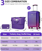 LARVENDER Carry on Luggage 22x14x9 Airline Approved, Expandable 20 Inch Hardside Suitcase with Wheels TSA Lock, PC+ABS Lightweight Carry on Suitcases for Women, Midnight Berry (20/DB/TB)