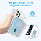 GKUTW Magnetic Portable Charger for iPhone and Apple Watch, 10800mAh 25W PD Fast Charging Power Bank, Dual-Side Magnet Design Travel Essentials Battery Pack for iPhone 17/16/15/14/13/12 (Sky Blue)