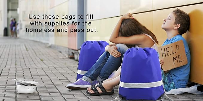 BeeGreen 20 Pieces Royal Blue Drawstring Backpacks Bags Bulk, String Bags Reflective Cinch Sack, DIY Blank Drawstring Bags for Women and Men