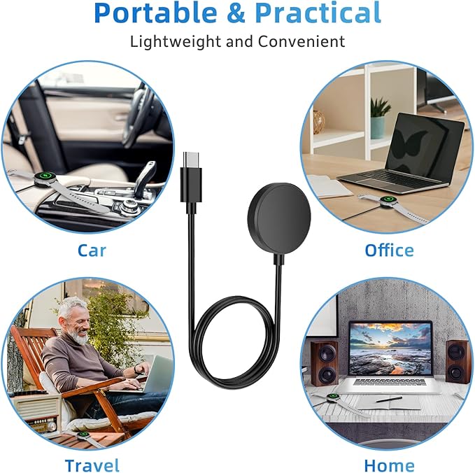 2 Pack for Samsung Galaxy Watch Charger Compatible with Galaxy Watch 8/8 Classic/7/Ultra/6/6 Classic/5/5 Pro/4/4 Classic/3/Active 2/Active USB-C Magnetic Charging Dock Accessories 3.3FT