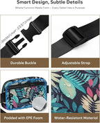 Pritent Fanny Packs for Women Cross Body Bag Waterproof Belt Bag with Adjustable Strap and Zipper Back Pocket Small Crossbody Bags Fashion Waist Packs for Workout Travelling(Tropical Leaf)
