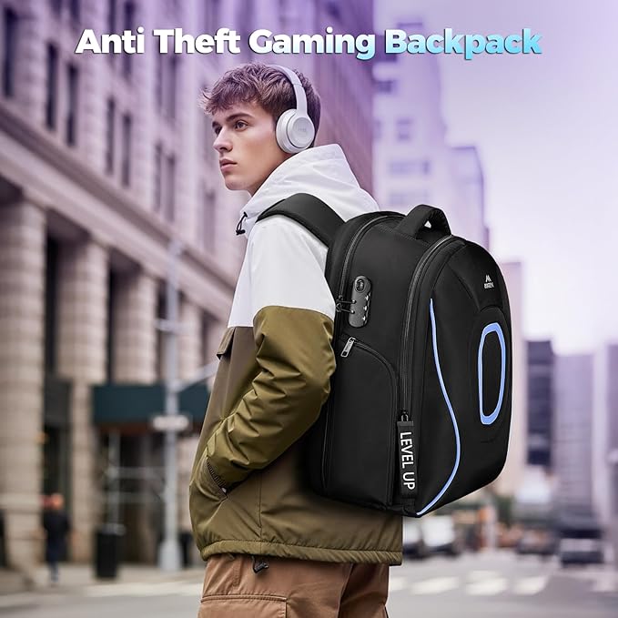 MATEIN 17.3 Inch Gaming Laptop Backpack for Men, TSA Friendly Travel Laptop Backpack with Organizer Pouch, Rain Cover, Padded Laptop Protection, Anti Theft Pocket, Carry On Gaming Bag