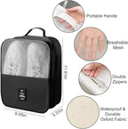 Shoe Bags for Travel Holds 3 Pair of Shoes, Shoe Storage Pouch with 2 Pack Portable Bags, Waterproof & Washable, Black