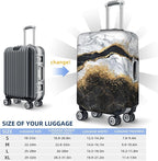 Travel Luggage Cover, White Black Gold Marble Abstract Washable Elastic Baggage Cover Double-sided with Zipper Closure for Wheeled Suitcase Fits 22-24 Inch