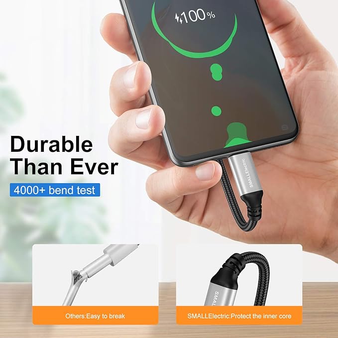 USB Type-C to A Cable 5pack 6ft Braided Fast Charging 3A Quick Charger Cord, 6 Foot Compatible iPhone 17/17 Pro/16e/16/15 Pro Max,Samsung Galaxy S10 S9 S8 Plus, Note 10 9 8, LG V50 V40 G8 G7(Silver)