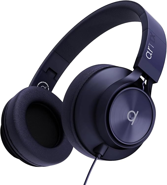 ARTIX Over Ear Headphones Wired with Microphone and Volume Control, Foldable Noise Isolating Headset with Deep Bass for School, Laptop, Computer, Chromebook, Tablet, Travel (3.5mm Jack)