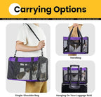 Conlun Cat Carrier Bag,Soft-Sided Pet Carriers for Dogs with 4-Sided Mesh,Airline Approved Cat Transport Carrier for Small&Medium Cats Kitten Puppy Up to 15LB,Collapsible Cat Travel Carrier-M,Purple