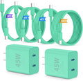 QZIIW Super Fast Samsung Charger Type C,45W Dual Port USB C Fast Charger Block [2-Pack] & Extra Long 60W 3/6/6/10FT USB C Cable - PD Quick Charging 3.0 for Samsung Galaxy S25 Ultra/S24+/S23 iPhone 16