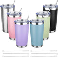 20 oz Tumbler with Lids and Straws, Stainless Steel Insulated Travel Coffee Mug, Double Wall Vacuum Insulated Tumblers, Powder Coated Coffee Tumbler for Cold & Hot Drinks (Mix Color-3)