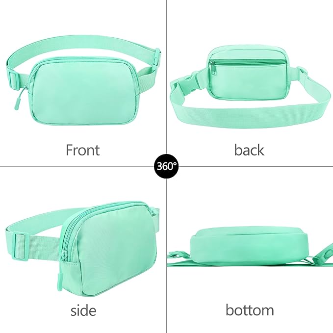 Fanny Pack with Strap Extension for Women and Men Crossbody Bag Belt Bag Bum Bag with Adjustable Strap for Hiking Workout Sports Travel Gifts for Teen Girl Light Green