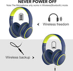 B10 Wireless Bluetooth Over-Ear Headphones, Lightweight Folding Stereo Bass Headset with Mic, 50H Playtime, Volume Control, Bluetooth 5.3 Headphones for iPad/Travel/Tablet/PC (Blue)