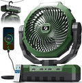 FRIZCOL 3-in-1 Camping Fan - Portable Fans Rechargeable - 48000mAh Battery Powered Fan with Light & Remote for Indoor, Outdoor, Tent, Travel, Fishing, Jobsite, Gifts for Men Dad Him - Green